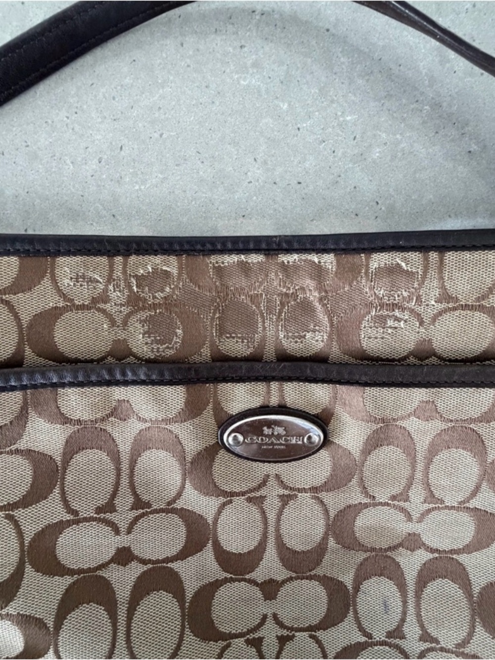 Coach Brown Signature Canvas Crossbody Bag with Dark Trim - Picture 2 of 9